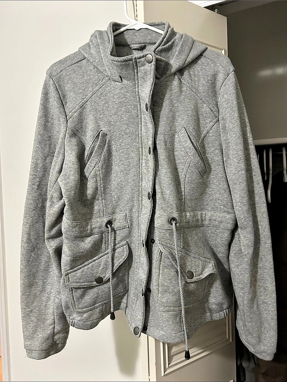 Women's Gray Hooded Utility Jacket